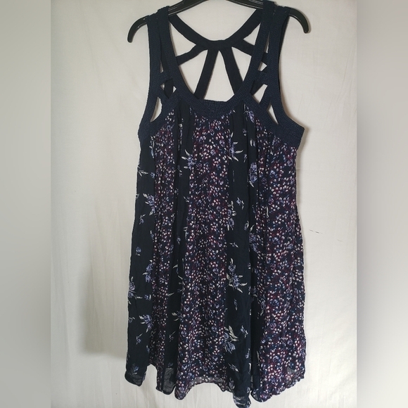 VNL Styleline Boho Navy Floral Dress Sz 1X - Picture 2 of 8